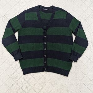 Brandy Melville Sweater Womens OS Green Navy Stripe Maya Oversize Knit  Cardigan